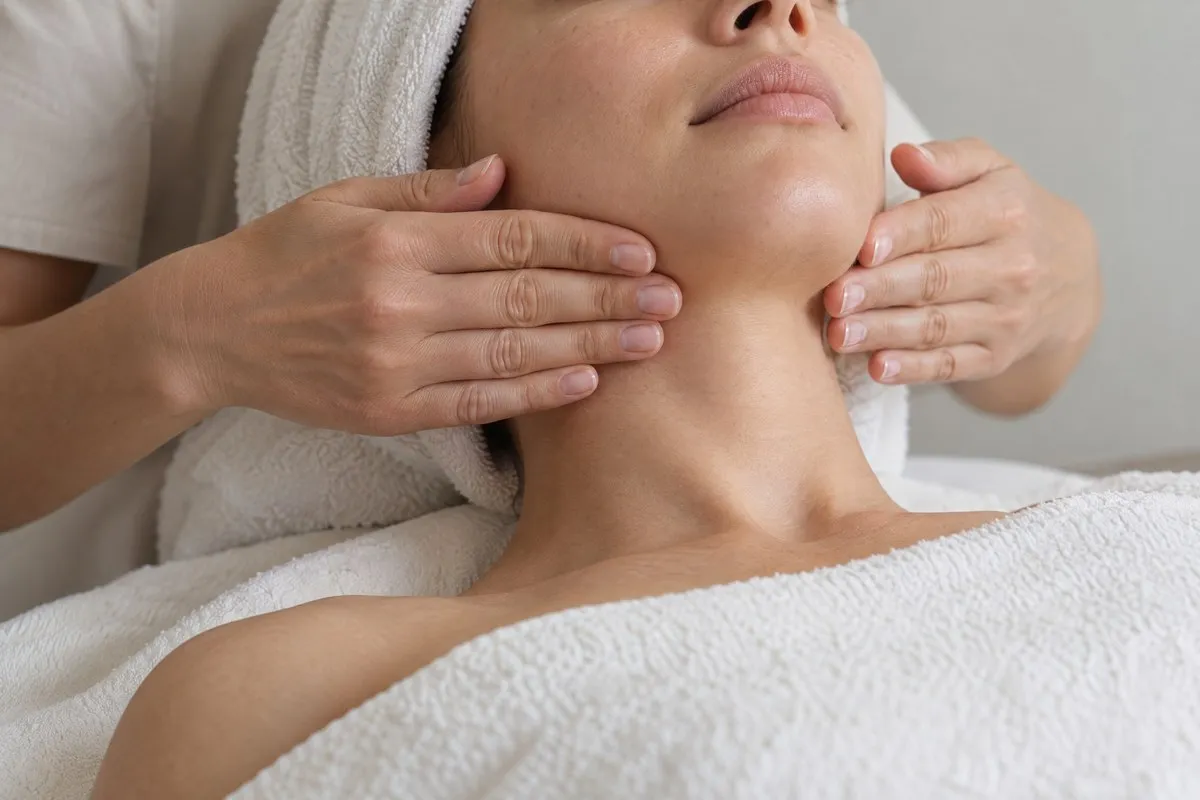 Hands-only facial contouring massage at a Gangnam studio