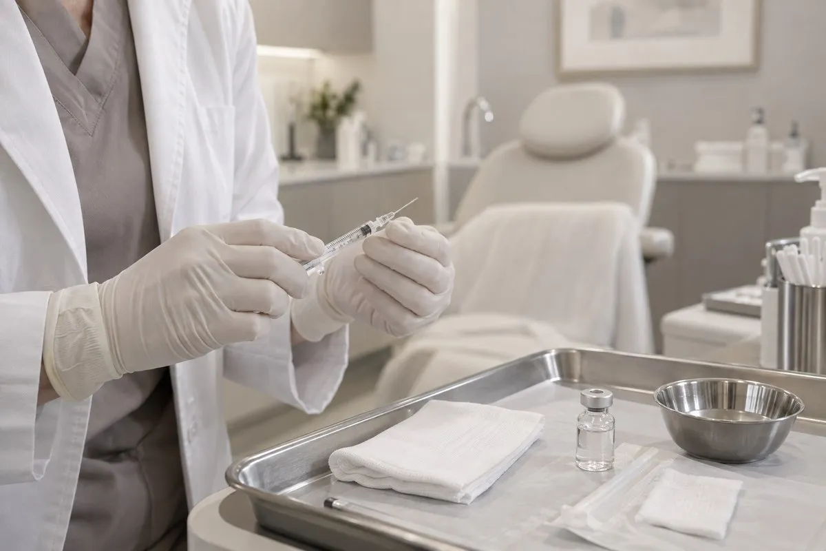 Preparing a skin booster injection at a dermatology clinic in Seoul